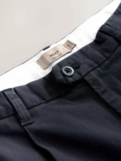 Next Regular Tapered Fit Single Pleated Stretch Chinos Trousers Blue Outlet