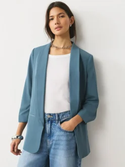 Next Blue Relaxed Ruched Sleeve Blazer Sale