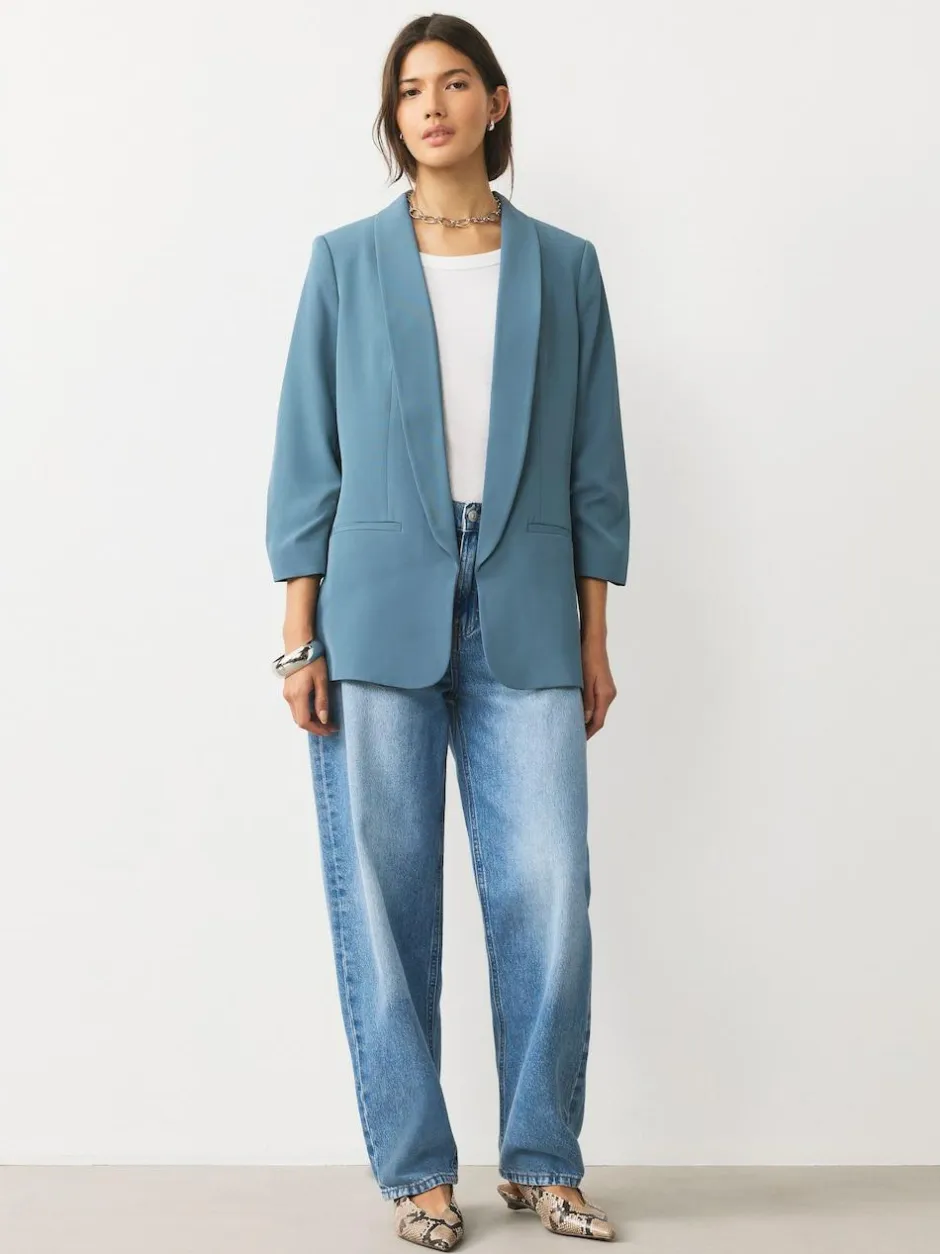 Next Blue Relaxed Ruched Sleeve Blazer Sale