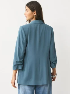 Next Blue Relaxed Ruched Sleeve Blazer Sale