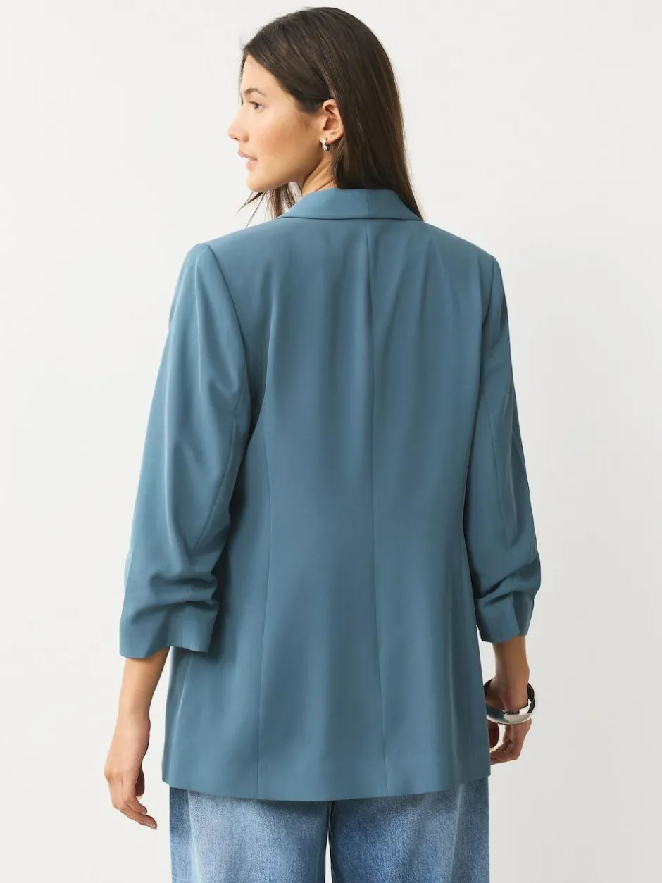 Next Blue Relaxed Ruched Sleeve Blazer Sale