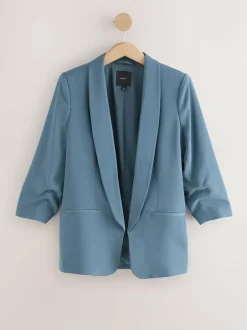 Next Blue Relaxed Ruched Sleeve Blazer Sale