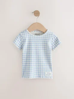 Next Blue Ribbed Short Sleeve Tops 5 Pack (3mths-7yrs) Best