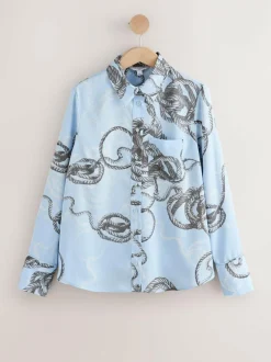 Next Long Sleeve Shirt Blue Rope Print Hot