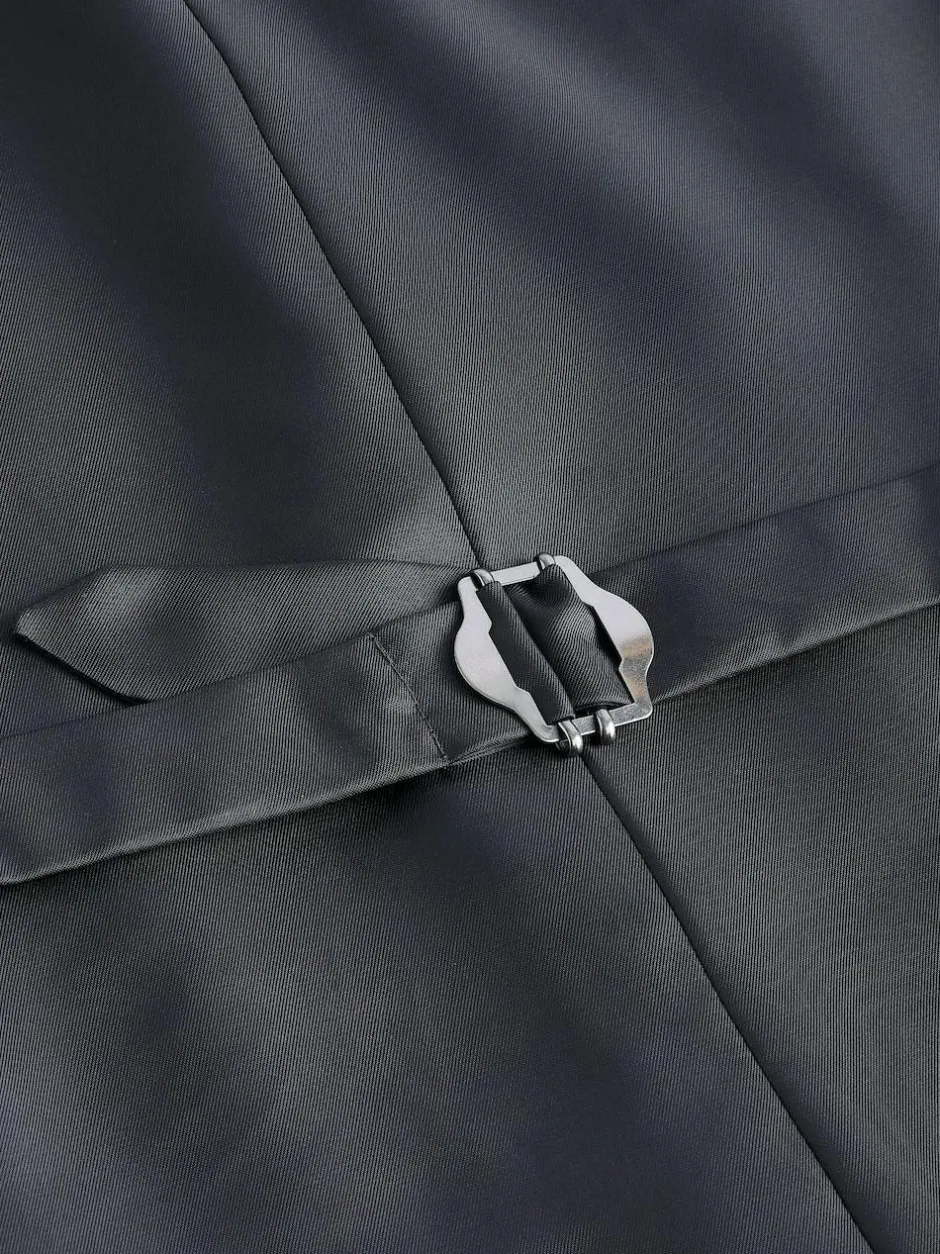 Next Signature Zignone Italian Wool Cashmere Blend Flannel Suit Waistcoat Blue Hot