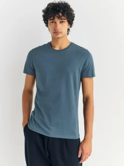Next Slim Fit 100% Cotton Layering T-Shirts 5 Pack Blue Sale