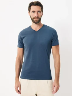 Next Slim Fit 100% Cotton V-Neck Layering T-Shirts 5 Pack Blue New