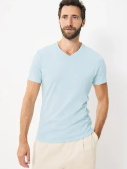 Next Slim Fit 100% Cotton V-Neck Layering T-Shirts 5 Pack Blue New