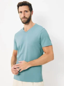 Next Slim Fit 100% Cotton V-Neck Layering T-Shirts 5 Pack Blue New