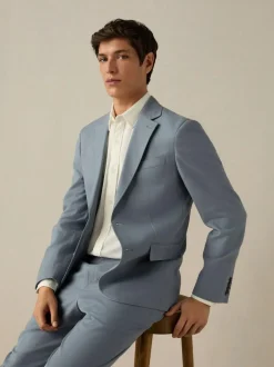 Next Slim Fit Cotton TENCEL™ Suit Jacket Blue Hot