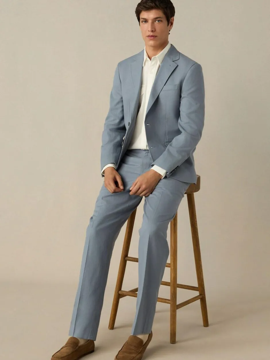 Next Slim Fit Cotton TENCEL™ Suit Jacket Blue Hot