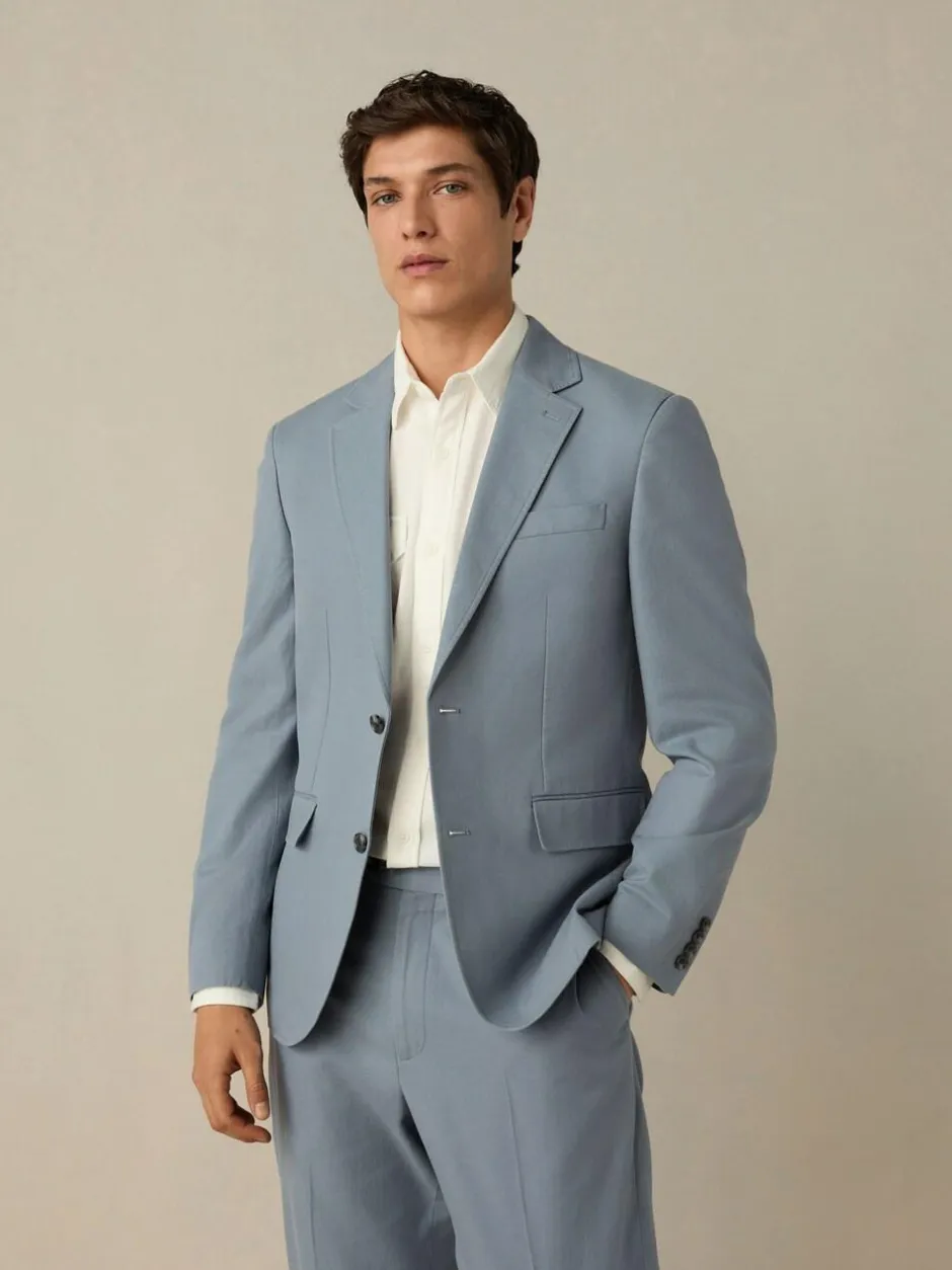 Next Slim Fit Cotton TENCEL™ Suit Jacket Blue Hot