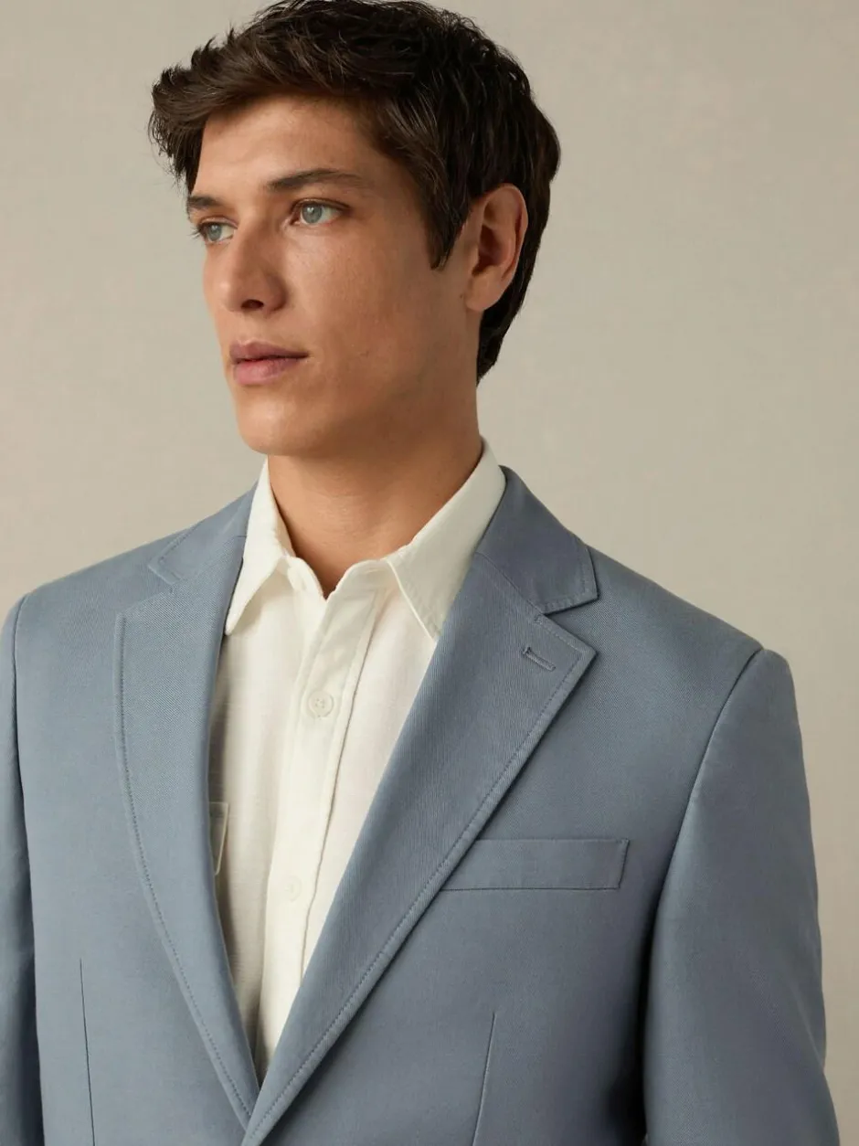 Next Slim Fit Cotton TENCEL™ Suit Jacket Blue Hot