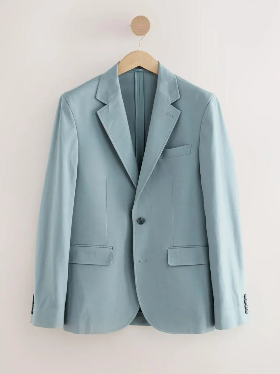 Next Slim Fit Cotton TENCEL™ Suit Jacket Blue Hot