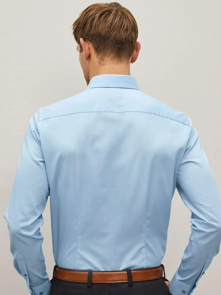 Next Blue Slim Fit Easy Care Textured Single Cuff Smart Shirt Best