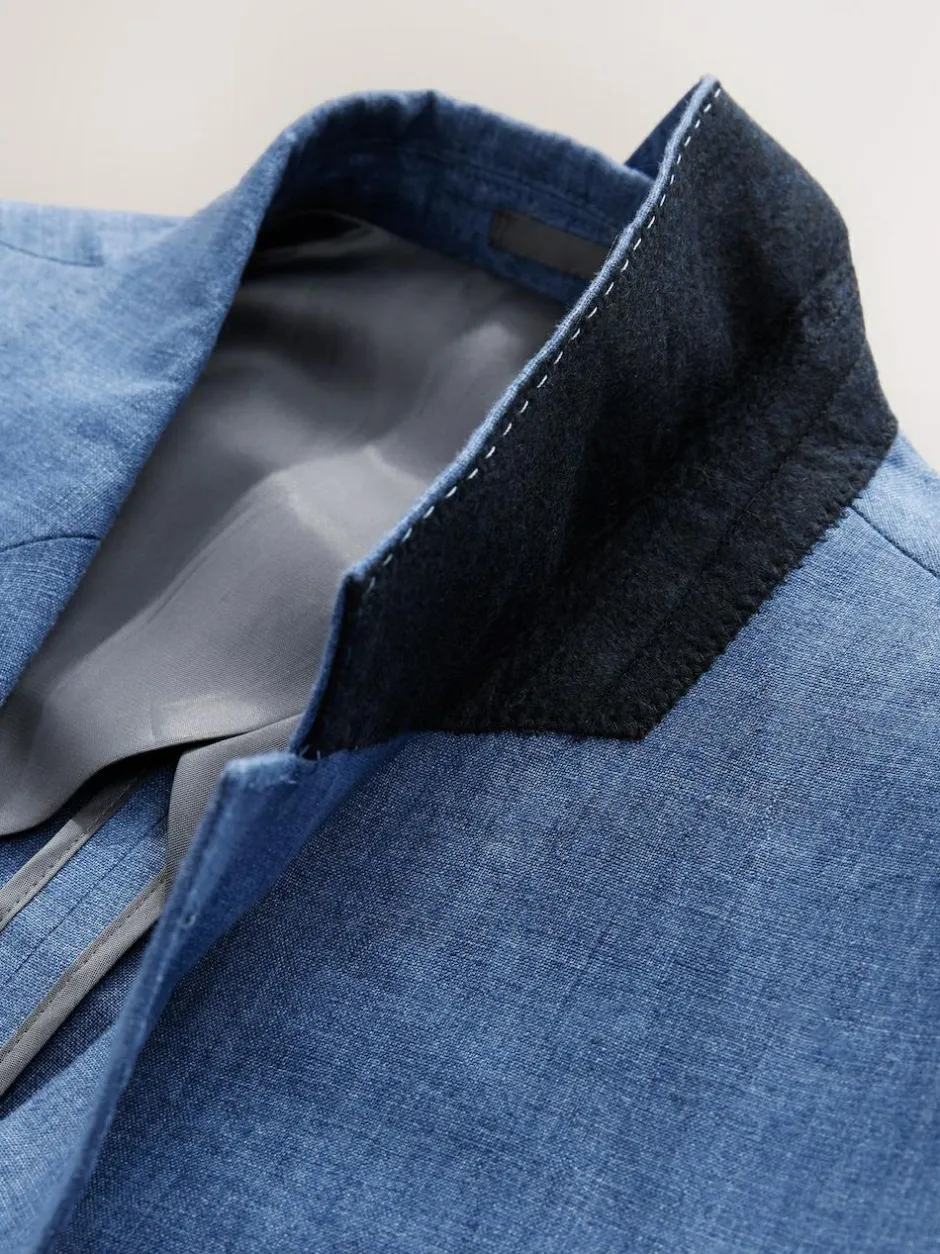 Next Slim Fit Leomaster Italian 100% Linen Suit Jacket Blue Hot