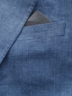 Next Slim Fit Leomaster Italian 100% Linen Suit Jacket Blue Hot