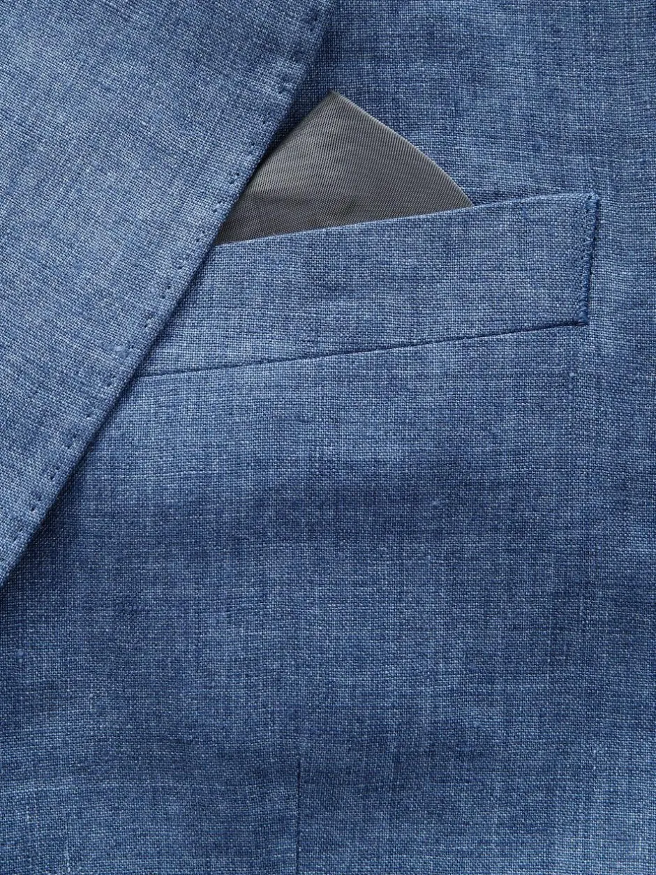 Next Slim Fit Leomaster Italian 100% Linen Suit Jacket Blue Hot