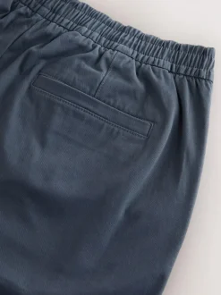 Next Slim Fit Pleated Stretch Chinos Trousers With Elasticated Waist Blue Clearance