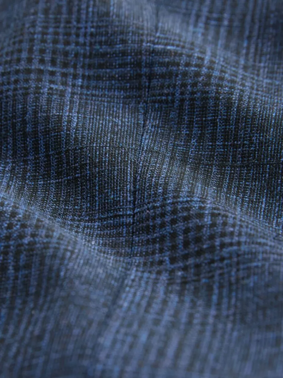 Next Slim Fit Tollegno Linen Blend Check Suit Jacket Blue