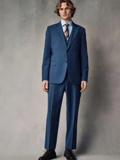 Next Slim Fit Wool Blend Motionflex Suit Jacket Blue Discount