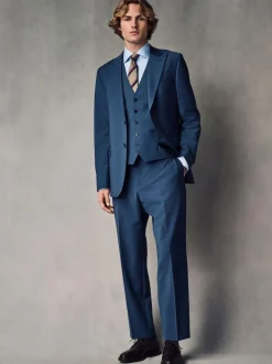 Next Slim Fit Wool Blend Motionflex Suit Jacket Blue Discount