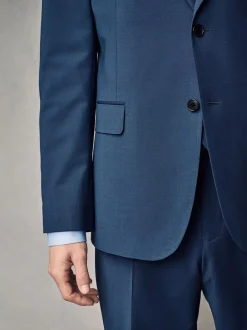 Next Slim Fit Wool Blend Motionflex Suit Jacket Blue Discount