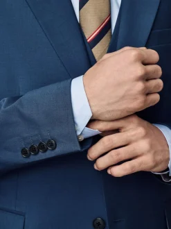 Next Slim Fit Wool Blend Motionflex Suit Jacket Blue Discount