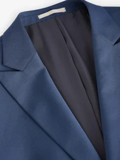 Next Slim Fit Wool Blend Motionflex Suit Jacket Blue Discount