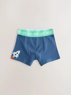 Next Junior Character Trunks 5 Pack (1.5-16yrs) Blue Space Print Sale