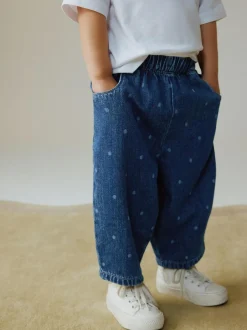 Next Pullon Barrel Jeans (3mths-7yrs) Blue Spot Clearance
