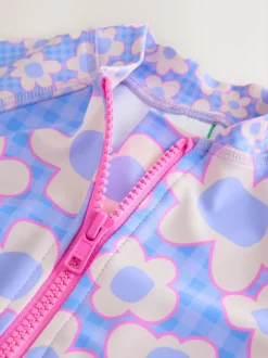 Next Blue Stampy Floral Sunsafe Swimsuit (3mths-10yrs) Online
