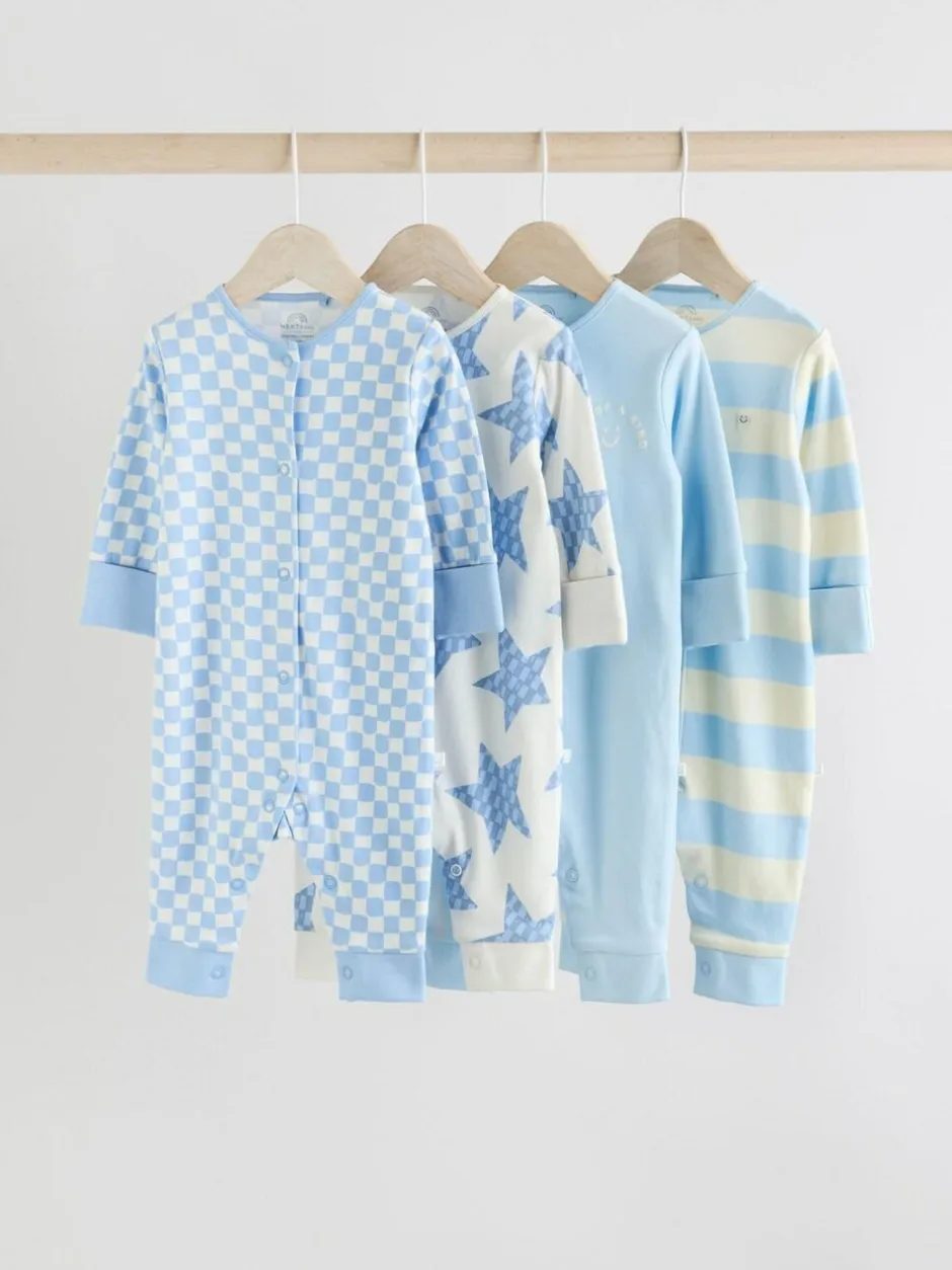 Next Blue Star Baby Footless Sleepsuits 4 Pack (0mths-3yrs) Clearance