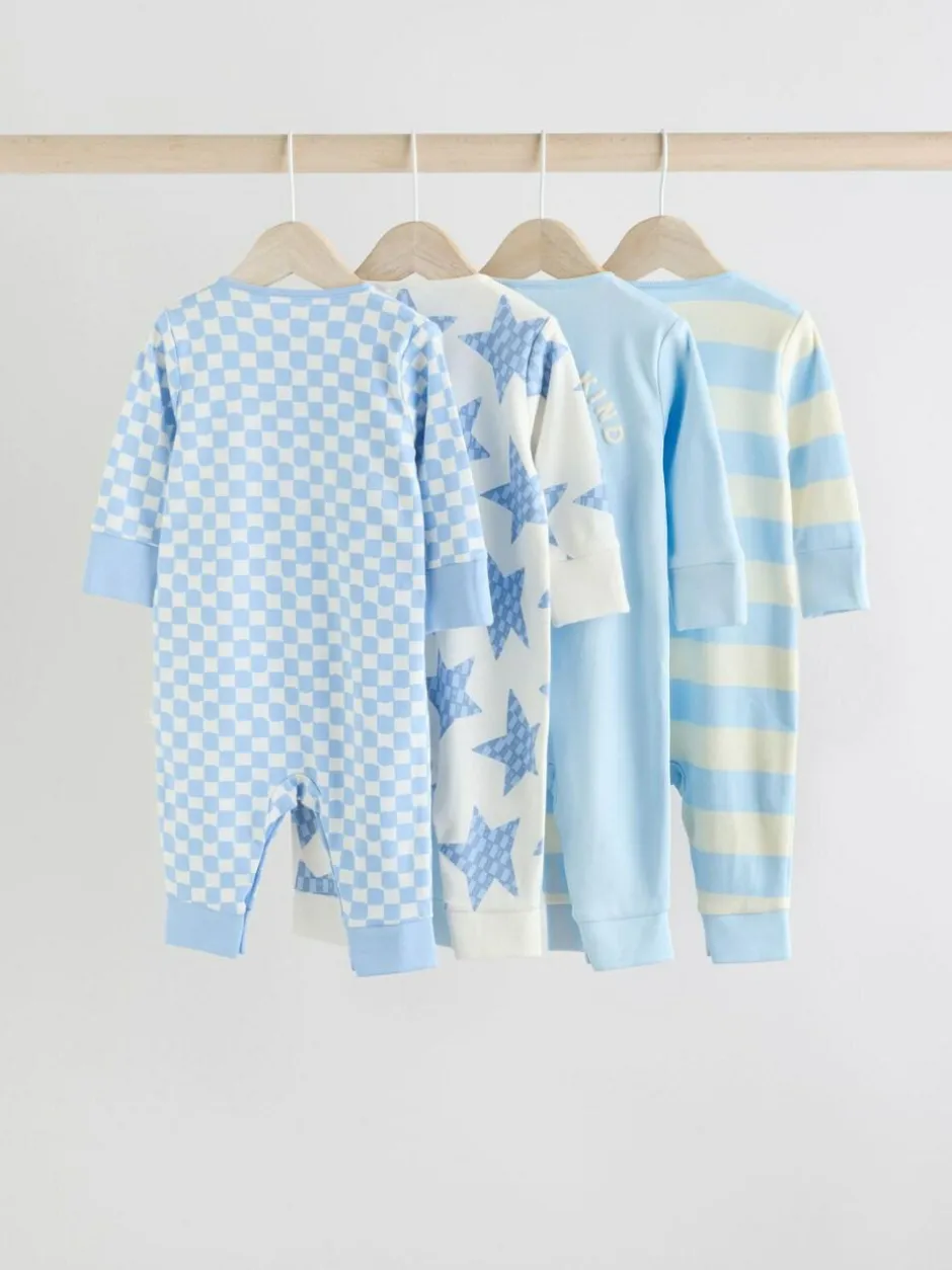 Next Blue Star Baby Footless Sleepsuits 4 Pack (0mths-3yrs) Clearance