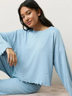 Next Heart Soft Long Sleeve Pyjamas Blue Star Discount