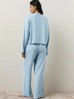 Next Heart Soft Long Sleeve Pyjamas Blue Star Discount