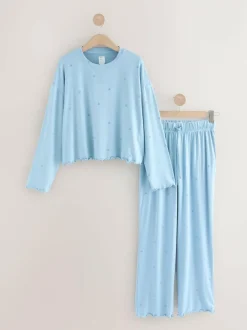 Next Heart Soft Long Sleeve Pyjamas Blue Star Discount