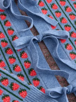 Next Supersoft Tie Front Knitted Cardigan Blue Strawberry Sale