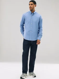 Next Blue Stretch Oxford Long Sleeve Shirt