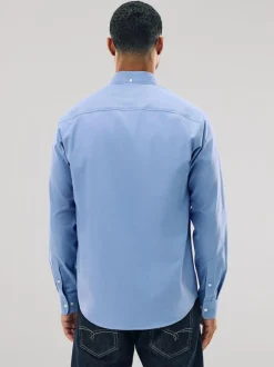 Next Blue Stretch Oxford Long Sleeve Shirt