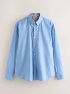 Next Blue Stretch Oxford Long Sleeve Shirt