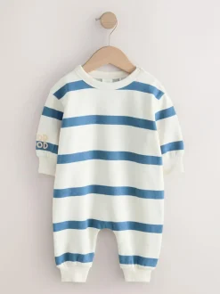 Next Blue Stripe Baby Sweat Romper (0mths-3yrs) Sale