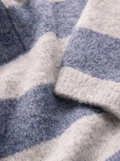 Next Stripe Knitted Rugby Polo Shirt (3mths-7yrs) Blue Discount