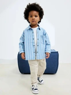 Next Blue Stripe Long Sleeve Denim Shirt (3mths-7yrs) Best