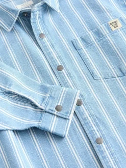 Next Blue Stripe Long Sleeve Denim Shirt (3mths-7yrs) Best