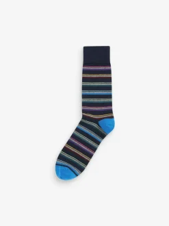 Next Blue Stripe Pattern Socks 5 Pack New