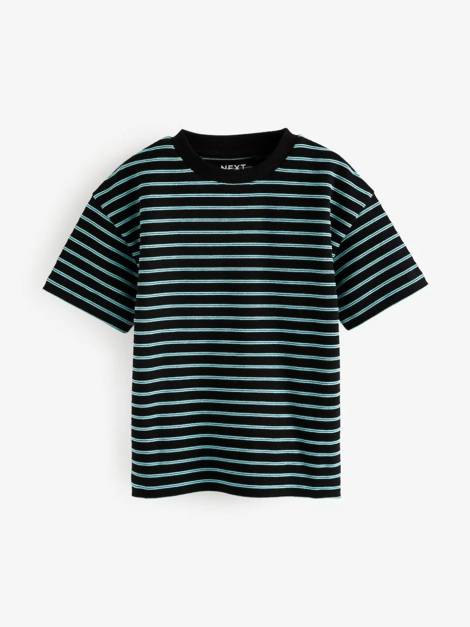Next Blue Stripe Short Sleeve T-Shirts 5 Pack (3mths-7yrs) Outlet