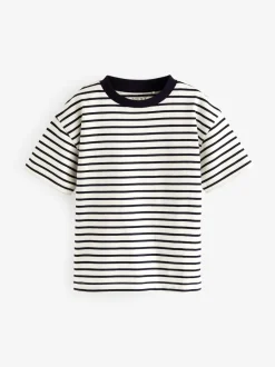 Next Blue Stripe Short Sleeve T-Shirts 5 Pack (3mths-7yrs) Outlet