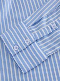 Next Soft Relaxed Long Sleeve V Neck Shirt Blue Stripe Hot