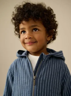 Next Blue Stripe Zip Through Hoodie (3mths-7yrs) Clearance